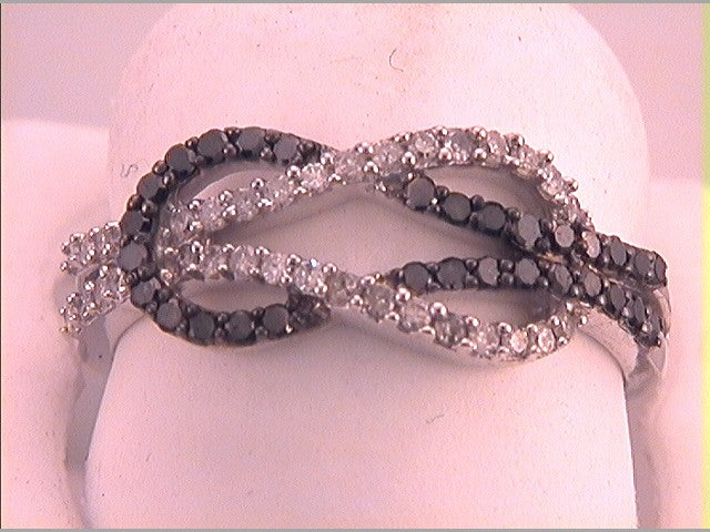 Sterling Silver 1/2Ctw-Dia Black Diamond Ring