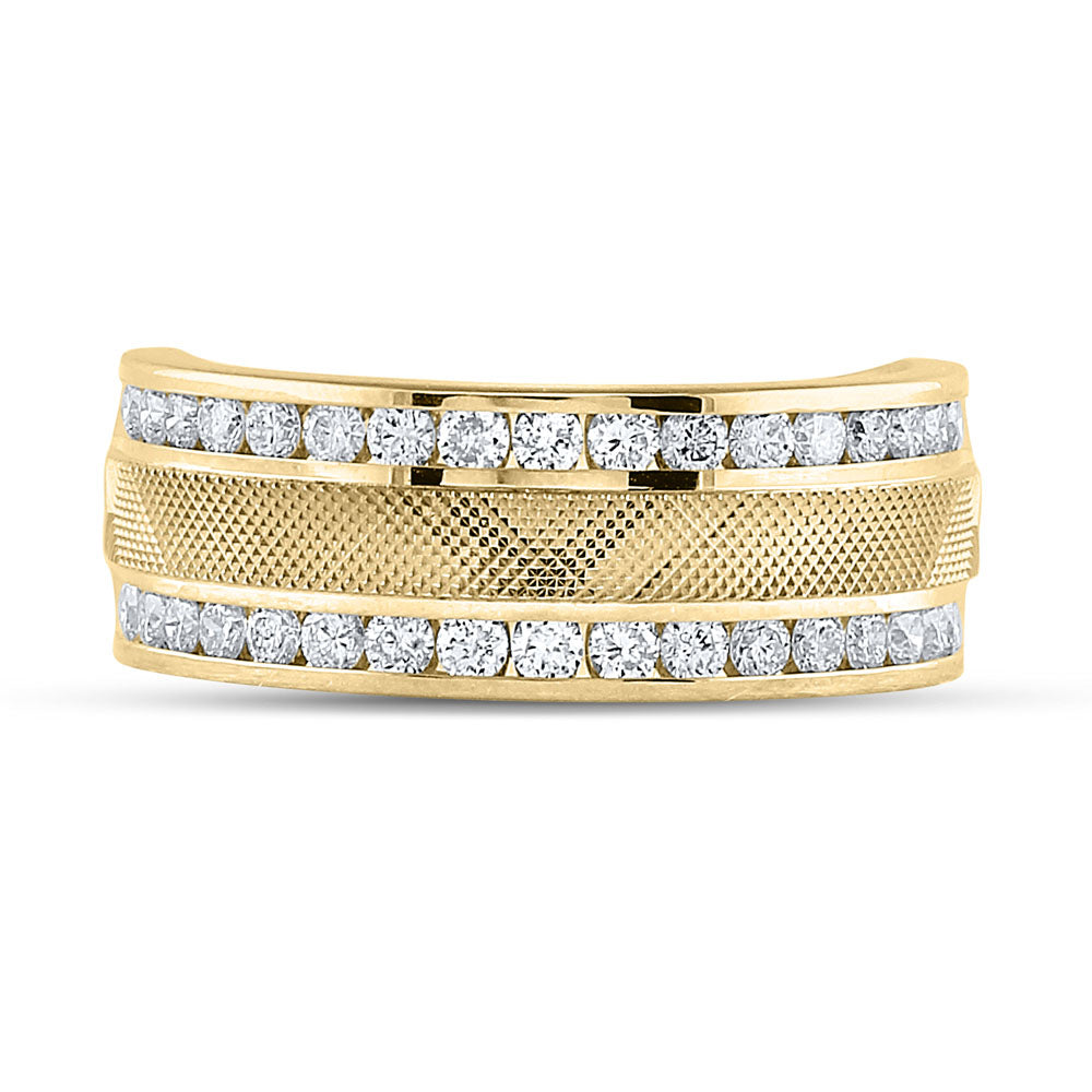 Gold Band Wedding Ring 1 Cttw Round Natural Diamond Mens (9.57 grams)