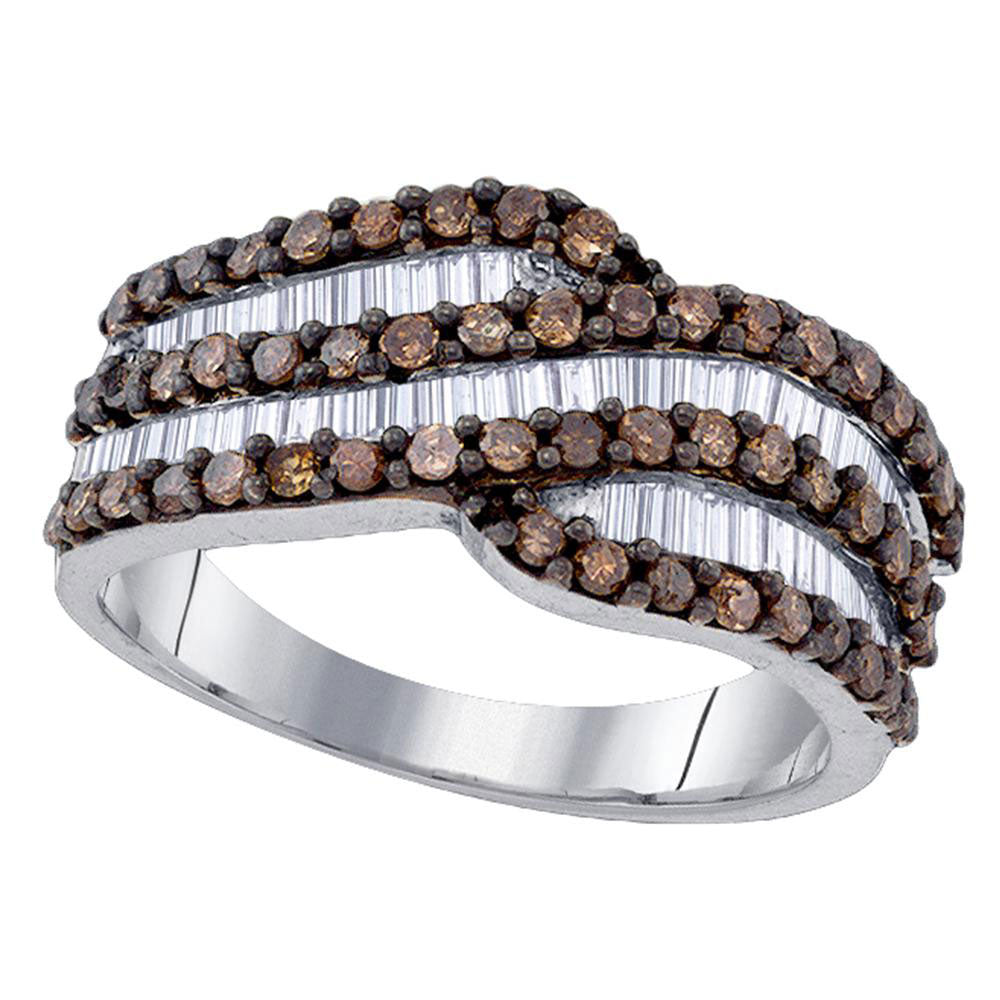 Sterling Silver 1 1/4Ct-Dia P3 Cognac Natural Brown   Ring