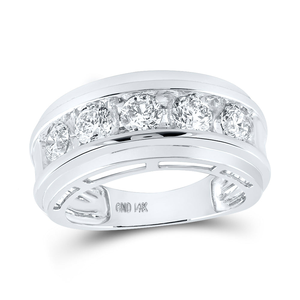 14Kt White Gold 2 Ct Diamond Fashion High Mens Band (8.77 grams)