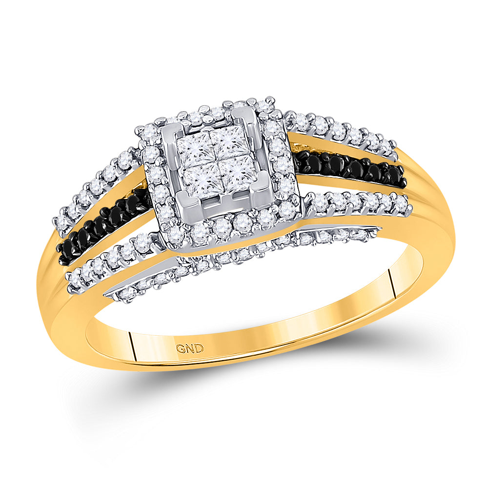10Kt Yellow Gold 1/2Ctw-Dia Cn Black Diamond Ring (3.66 grams)