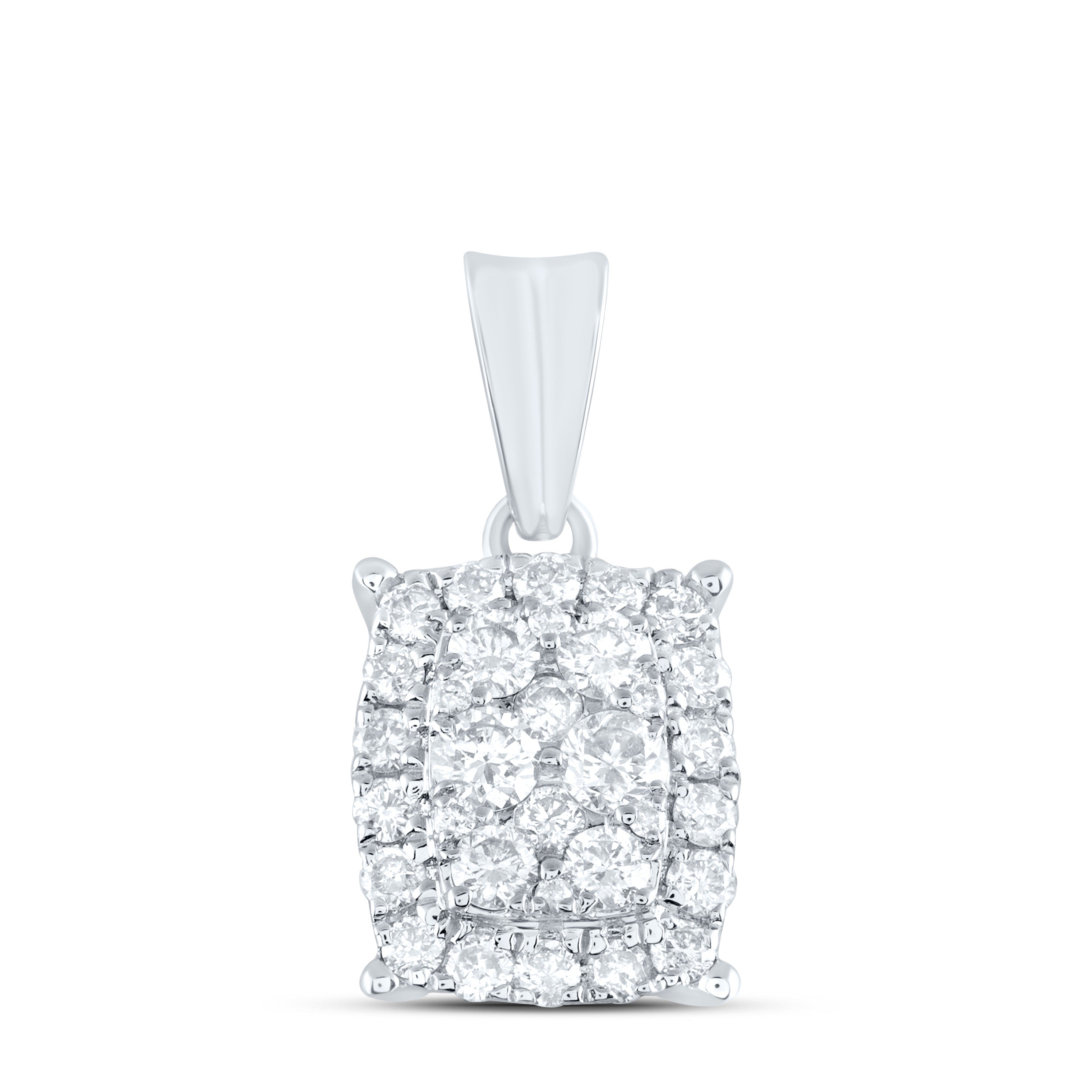 14Kt White Gold 1/2Ct-Dia Cn Cherie Rectangle Pendant (1.45 grams)