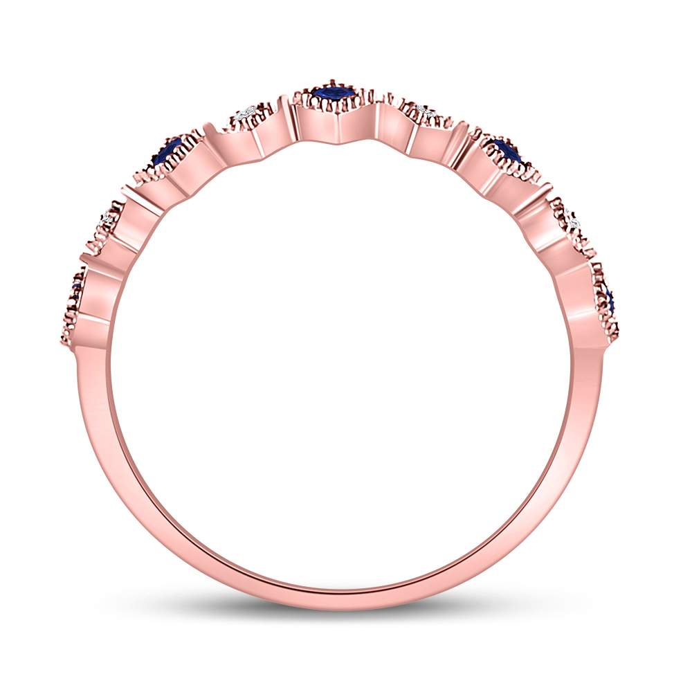 0.03Ctw-Diamond 1/10Ct-Sapphire Gemstone Stackable Band (1.18 grams)