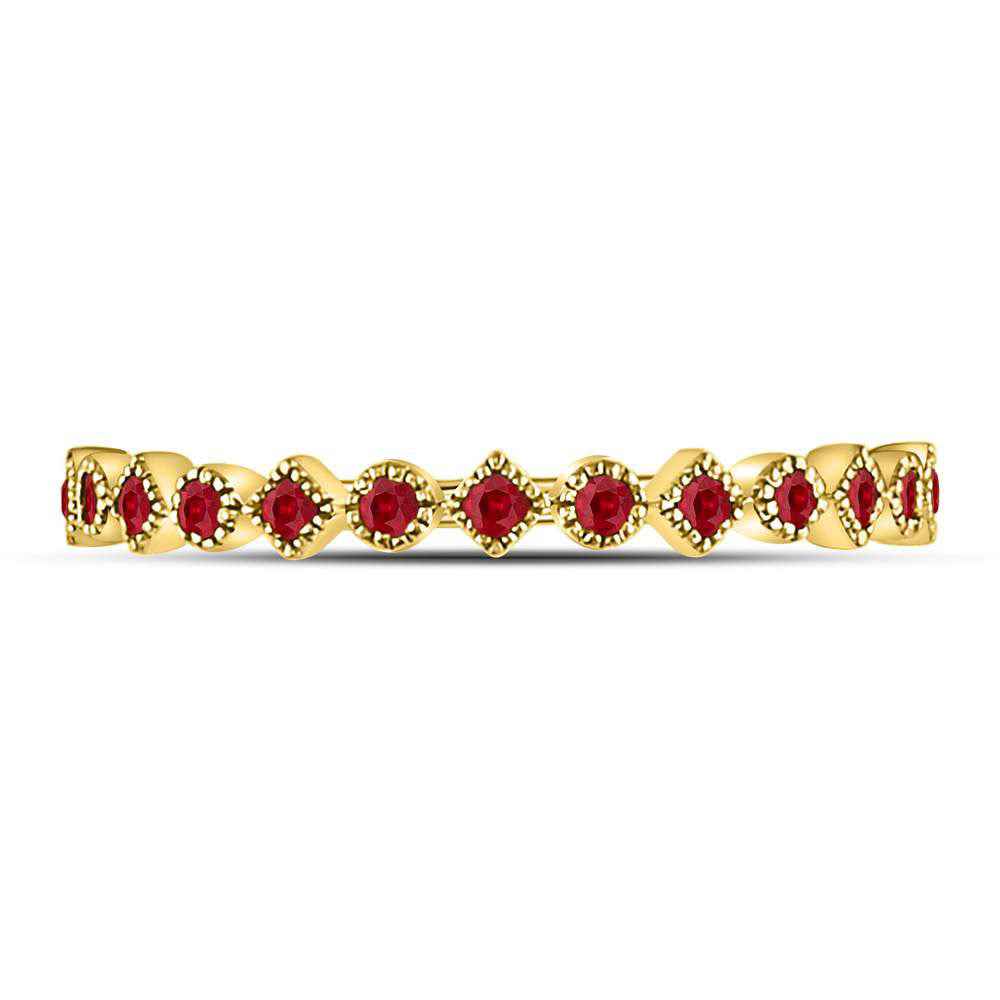 10Kt Yellow Gold 1/5Ct-Ruby Gemstone Stackable Band
