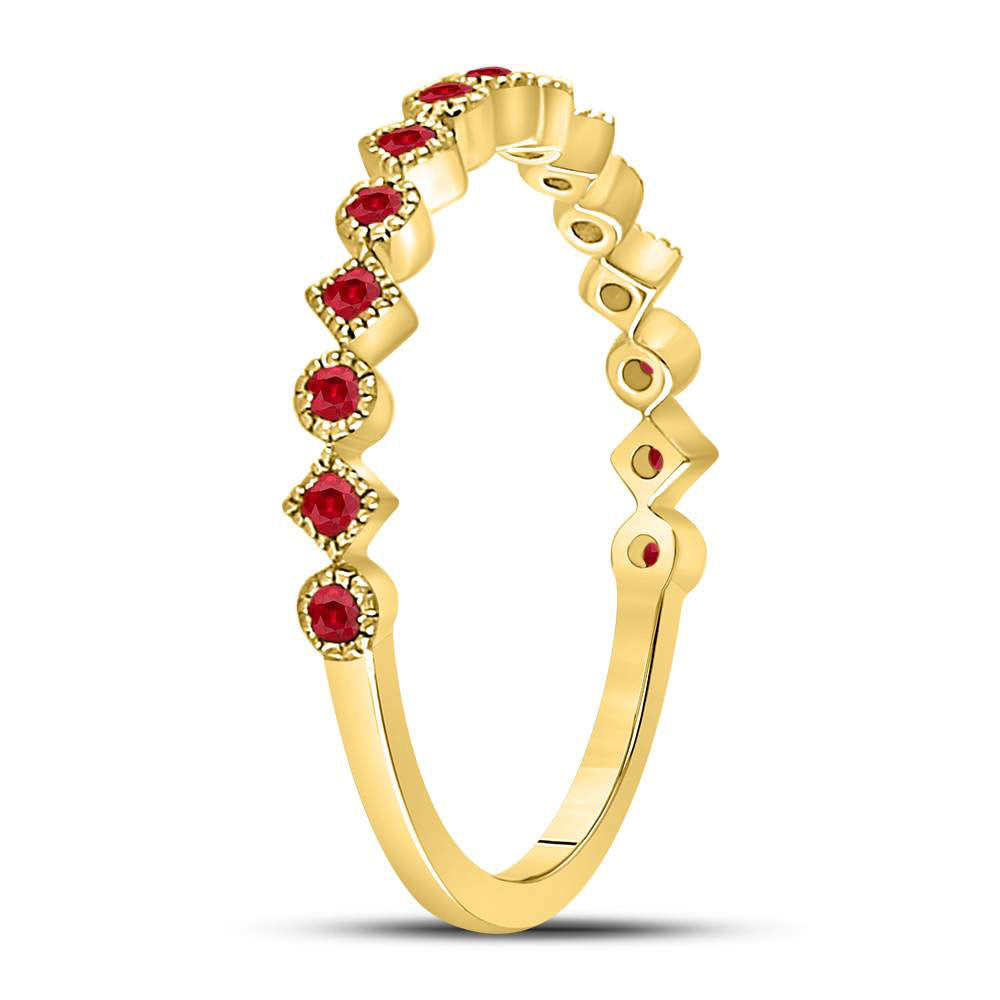 10Kt Yellow Gold 1/5Ct-Ruby Gemstone Stackable Band