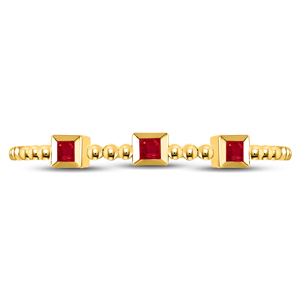 10Kt Yellow Gold 0.036Ctw Diamond Ruby Gemstone Stackable Band