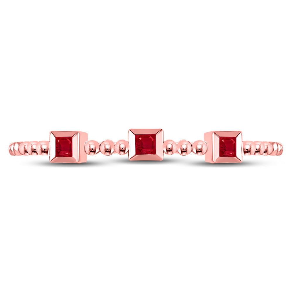 10Kt Rose Gold 0.036Ctw Diamond Ruby Gemstone Stackable Band