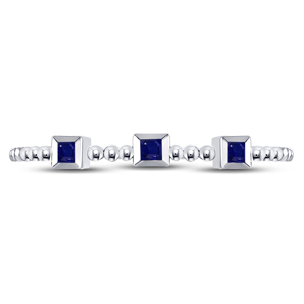 10Kt White Gold 0.036Ctw Diamond Sapphire Gemstone Stackable Band