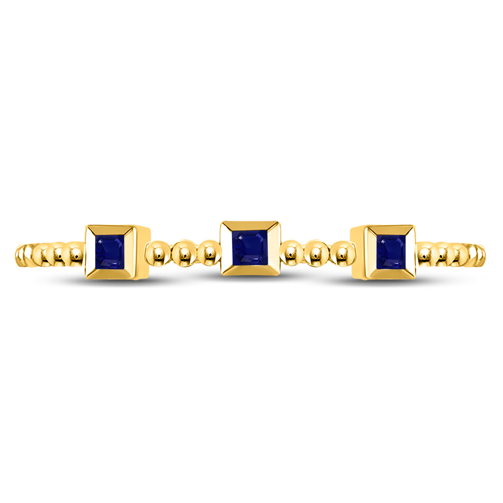 10Kt Yellow Gold 0.036Ctw Diamond Sapphire Gemstone Stackable Band