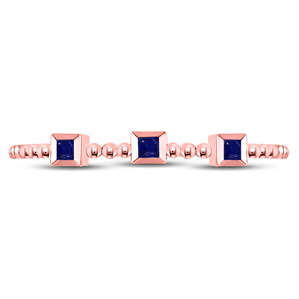 10Kt Rose Gold 0.036Ctw Diamond Sapphire Gemstone Stackable Band