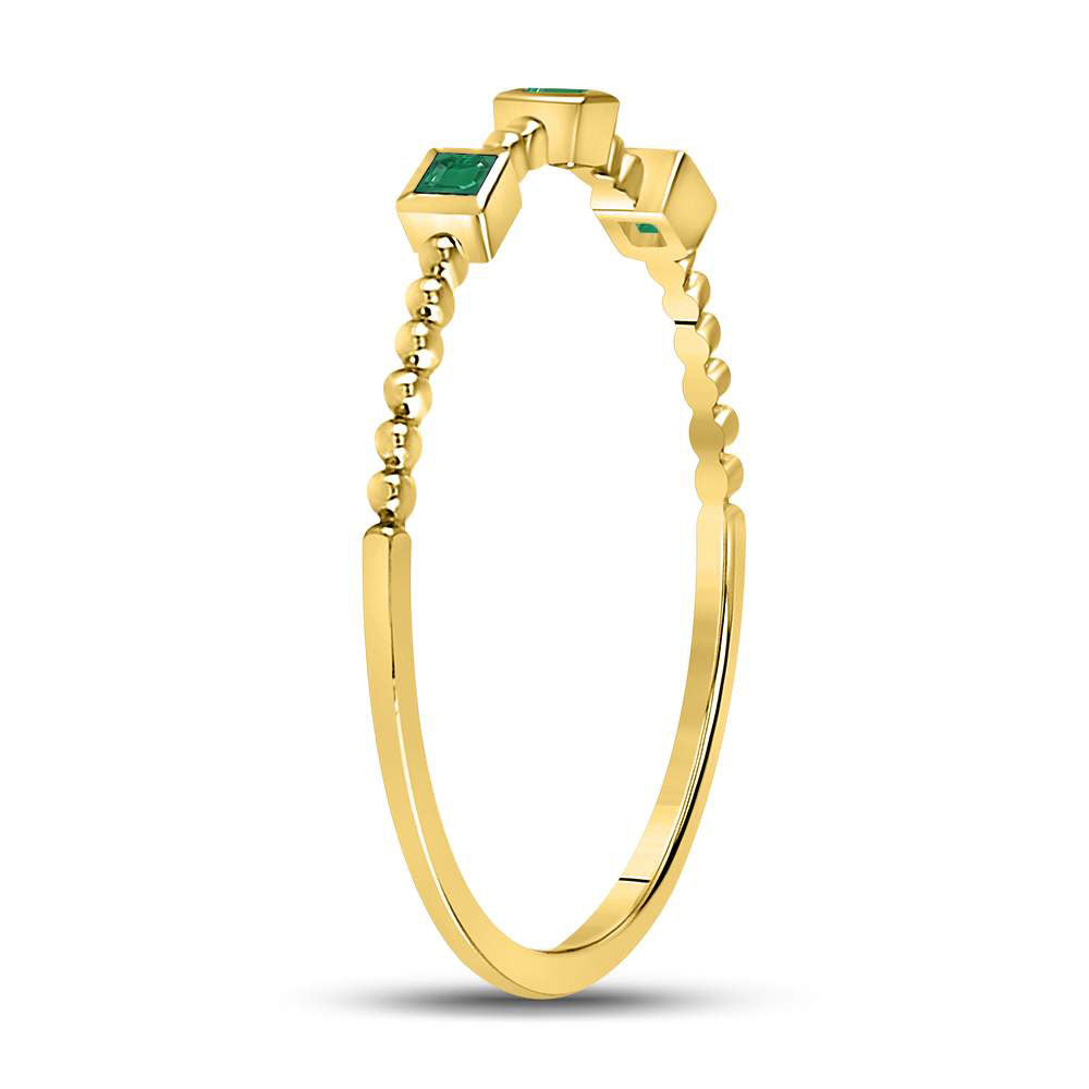 10Kt Yellow Gold 0.036Ct-Emerald Gemstone Stackable Band