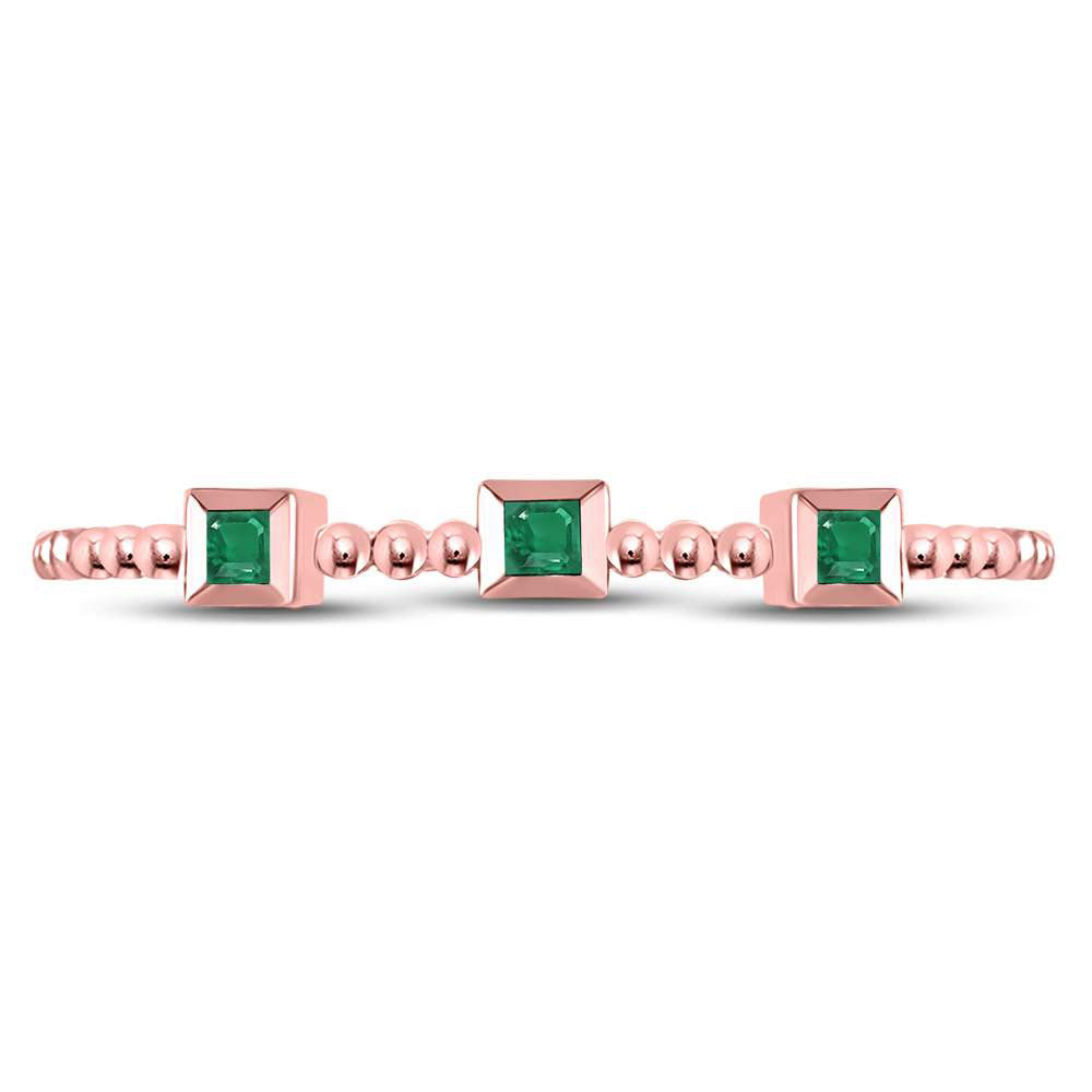 10Kt Rose Gold 0.036Ct-Emerald Gemstone Stackable Band
