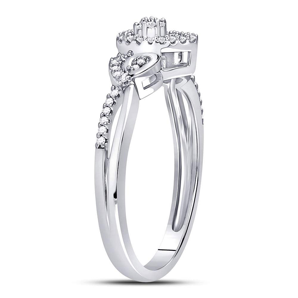 10Kt White Gold Womens Round Diamond Teardrop Cluster Curl Ring 1/8 Cttw (2.41 grams)