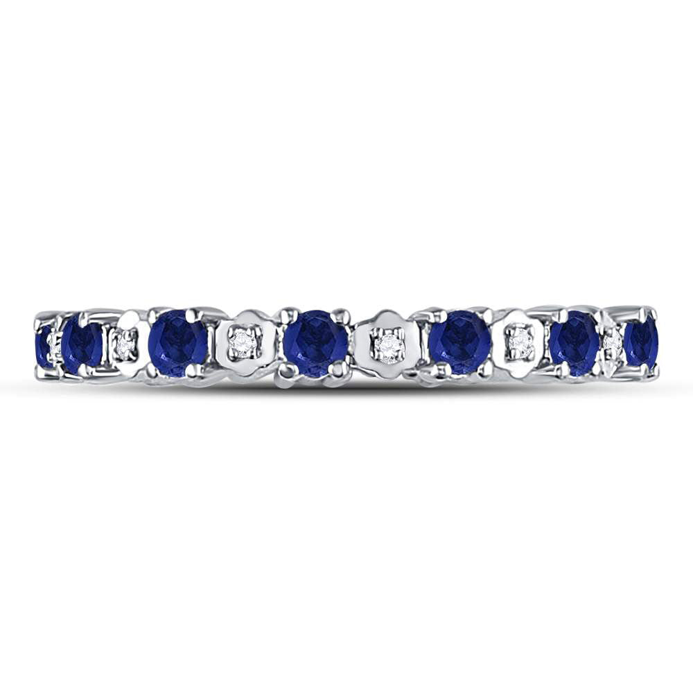 Gold Eternity Ring 1 Cttw Round Blue Sapphire Womens (2.53 grams)