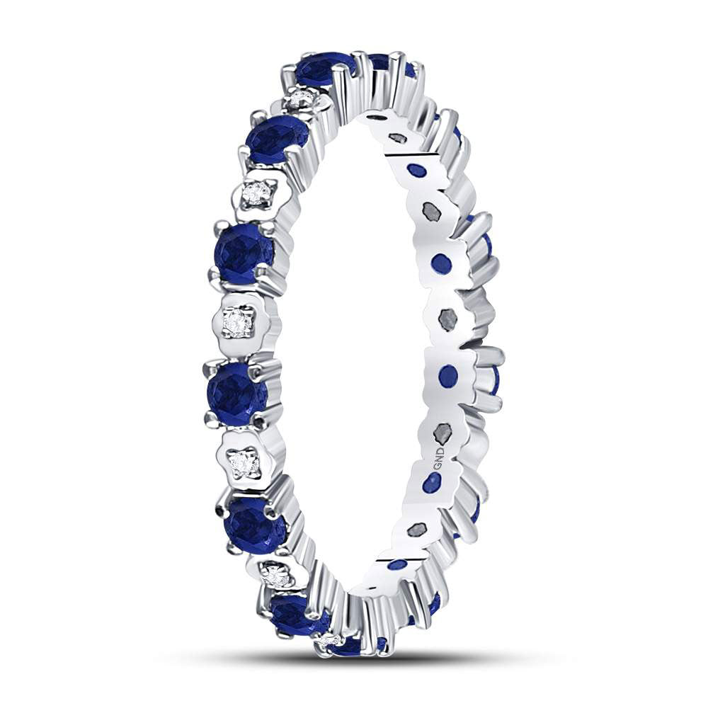 Gold Eternity Ring 1 Cttw Round Blue Sapphire Womens (2.53 grams)