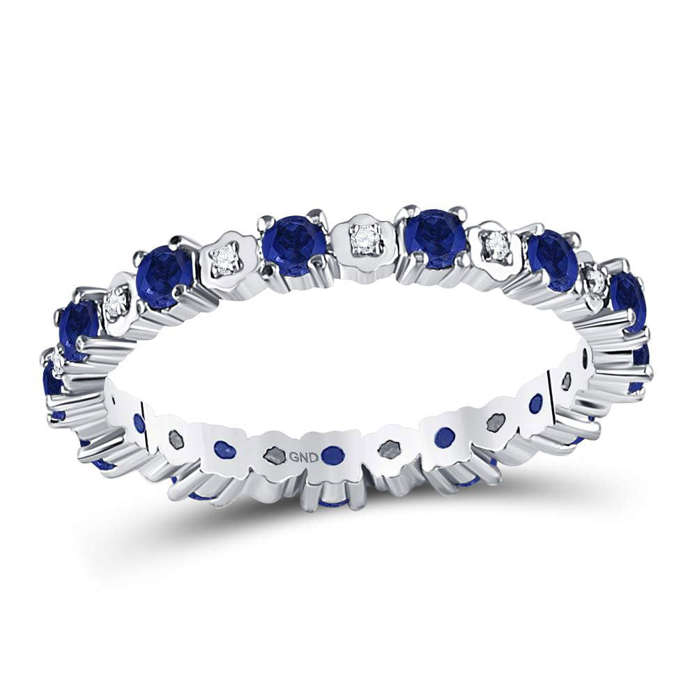 Gold Eternity Ring 1 Cttw Round Blue Sapphire Womens (2.53 grams)