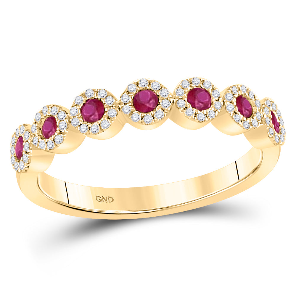 1/5Ct-Dia 1/4Ct-Ruby Gemstone Stackable Band (3.17 grams)