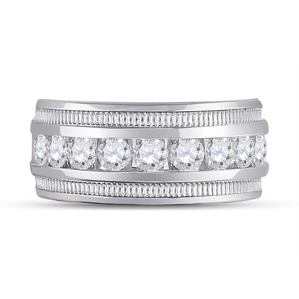 14Kt White Gold 2 Ctw Diamond Accuset Mens Band (18.49 grams)