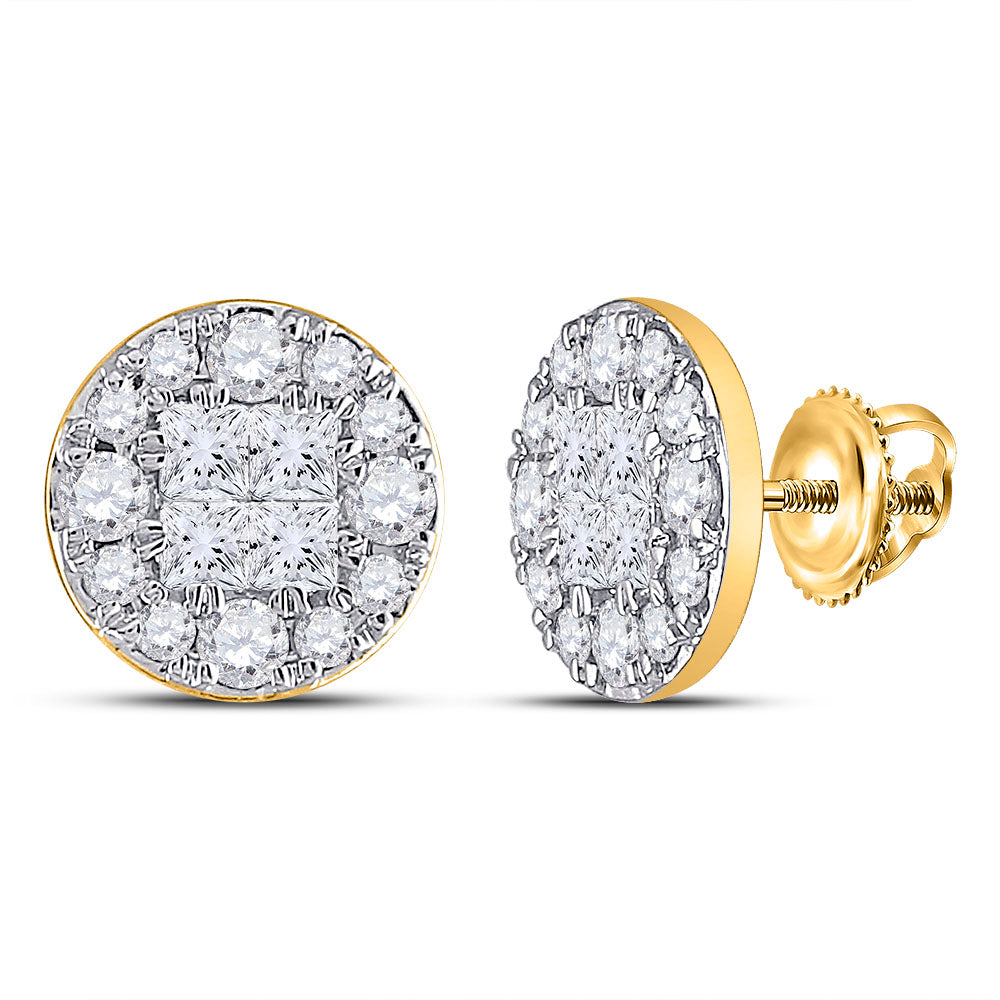 14Kt Yellow Gold 1 1/2Ct-Dia Ana Round Soliel Earring (2.12 grams)