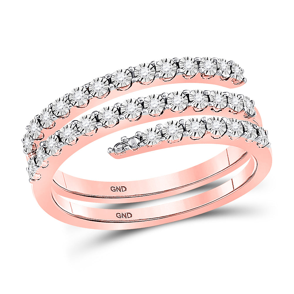 Sterling Silver 1/10Ct Diamond Spiral Multi Fashion Ladies Band S-8 (3.47 grams)