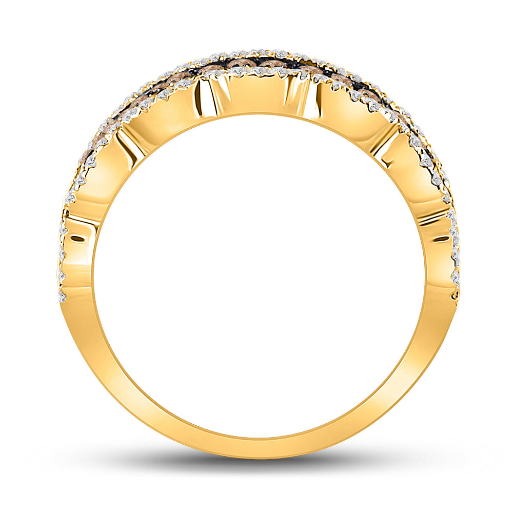 Gold Fashion Band Ring 1 Cttw Round Brown Diamond Womens (4.76 grams)