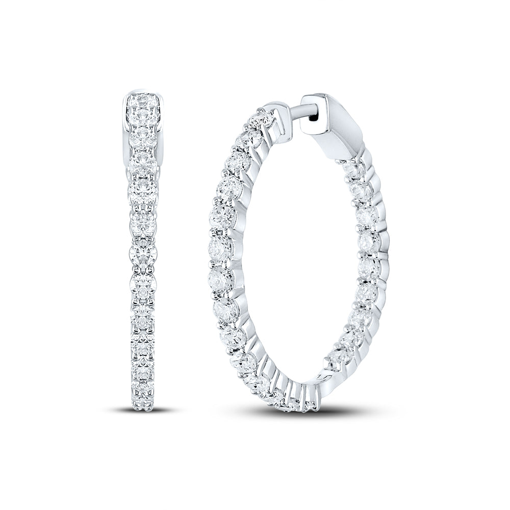 14Kt White Gold 3 Ctw-Dia Ana M Fashion High Hoops Earring (7.04 grams)