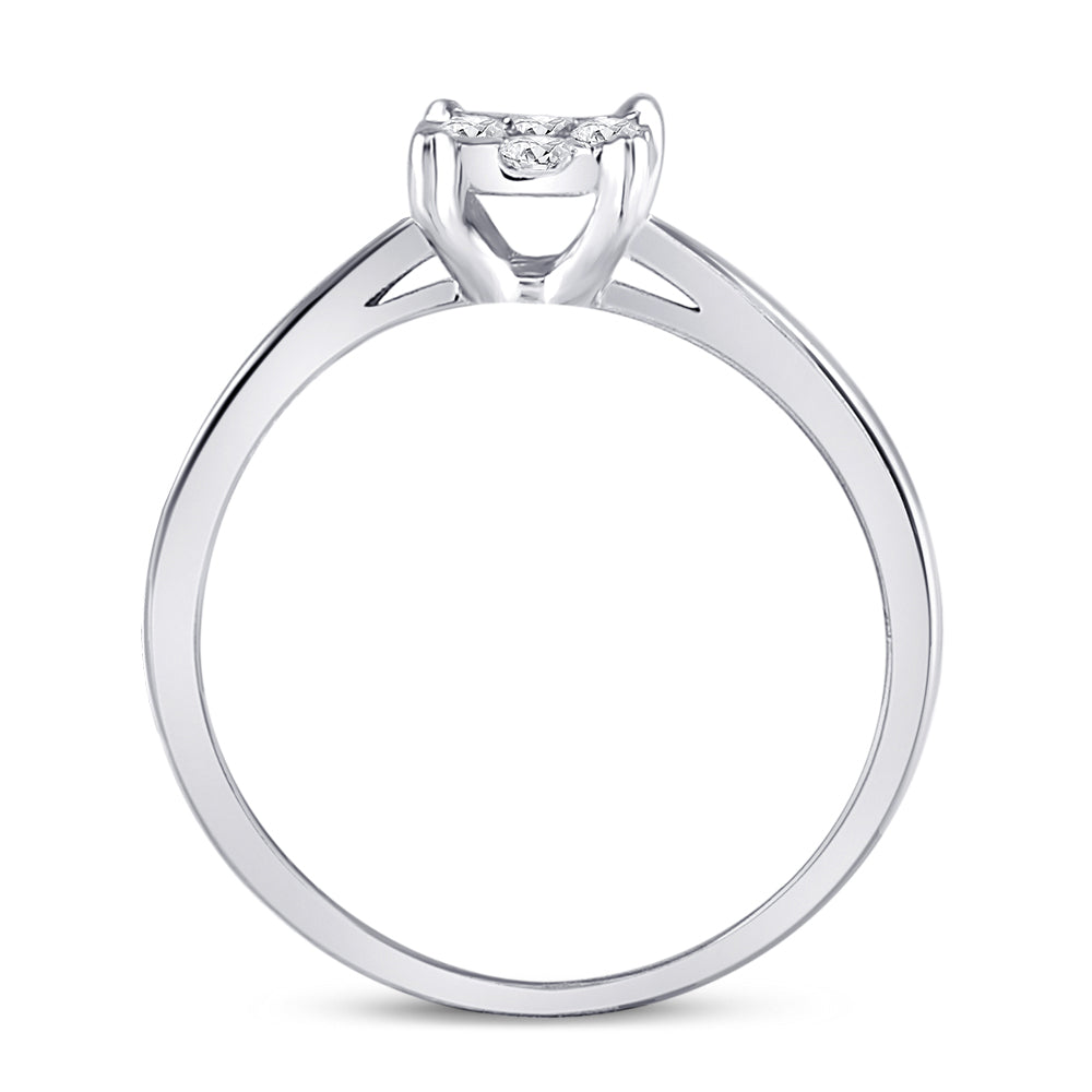 10Kt White Gold Womens Round Diamond Flower Cluster Ring 1/4 Cttw (1.54 grams)