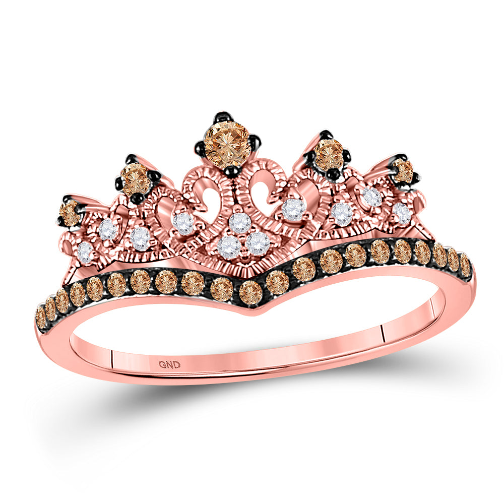 10Kt Rose Gold 1/3 Ctw-Dia Ana M Natural Brown Ring (2.43 grams)
