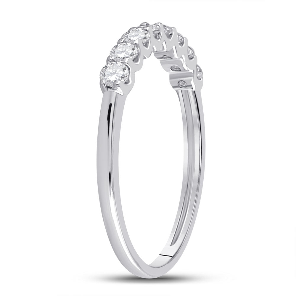 14Kt White Gold 1/2Ctw Diamond Ana M Fashion High Ladies Wedding Band (1.26 grams)