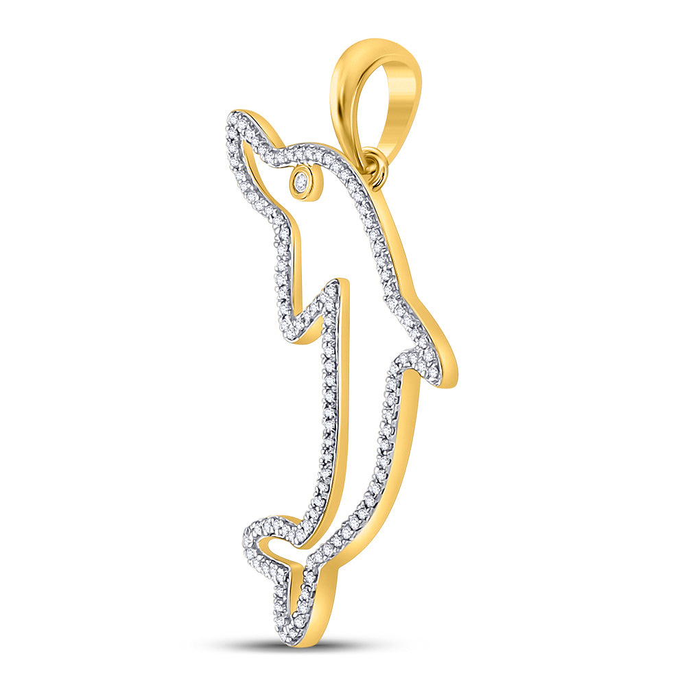 10Kt Yellow Gold 1/3Ct-Dia Dolphin Charm (2.37 grams)