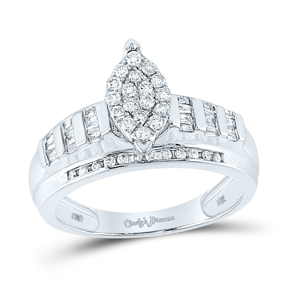 10Kt White Gold 1/2Ctw-Dia Cindyring-S5 (4.01 grams)