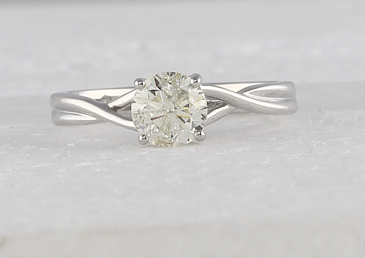 14Kt White Gold Womens Round Diamond Solitaire Bridal Wedding Engagement Ring 1.00 Cttw (Certified) (3.39 grams)