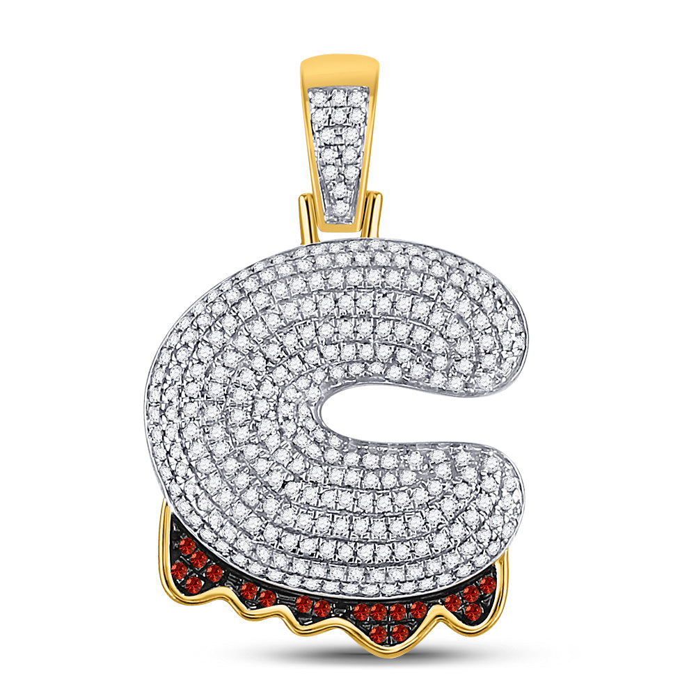 10Kt Yellow Gold 7/8Ct-Dia Initial C" Mens Pendant" (4.13 grams)