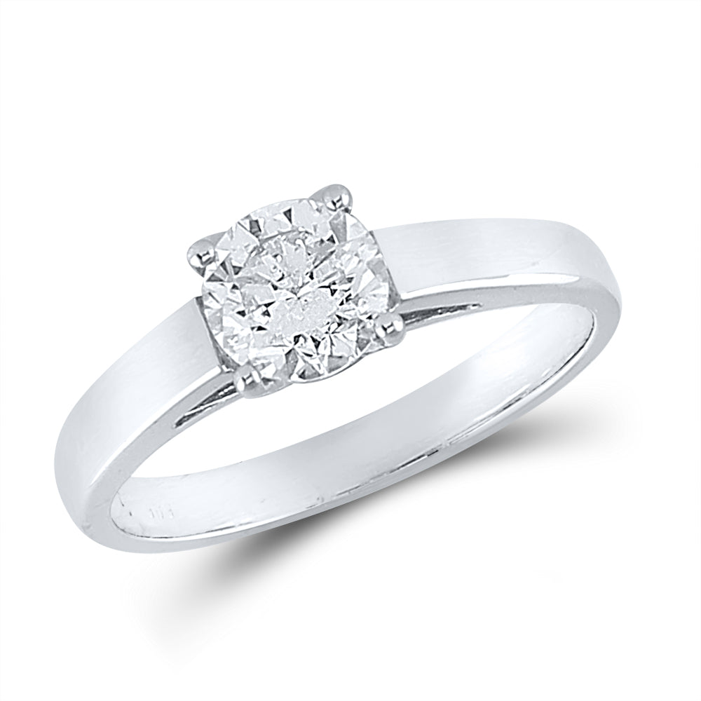 14Kt White Gold 1 Ct-Dia Premium Solitaire Ring (3.12 grams)