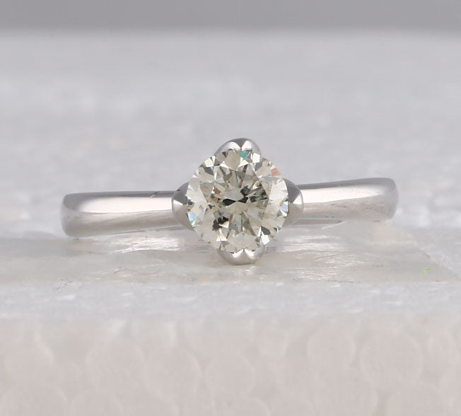 14Kt White Gold Womens Round Diamond Solitaire Bridal Wedding Engagement Ring 1.00 Cttw (Certified) (3.95 grams)