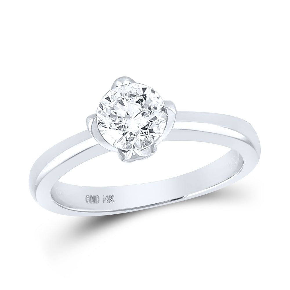 14Kt White Gold 1 Ct-Dia Platinum Solitaire Ring (4.29 grams)