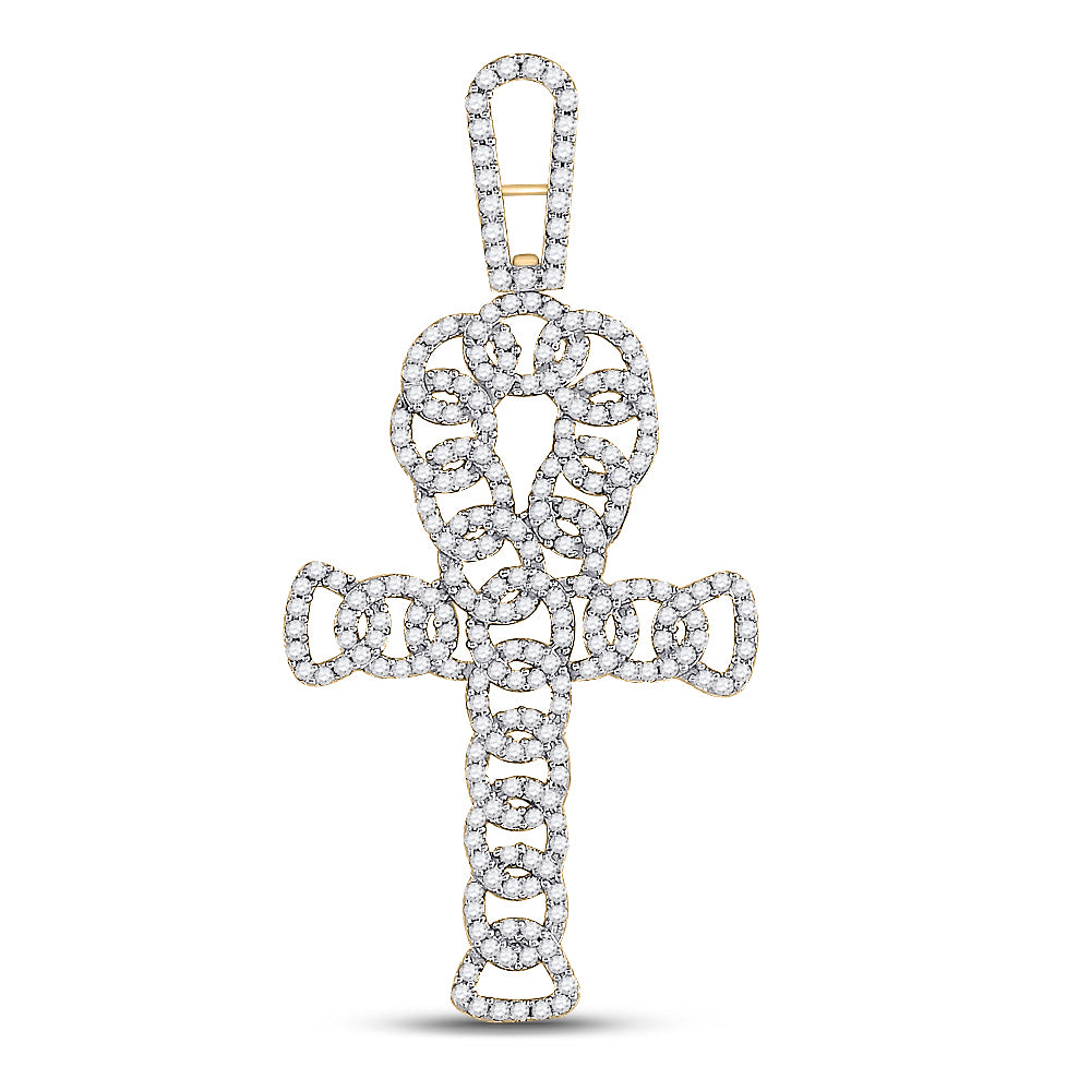 7/8Ctw-Dia Ankh Mens Cross Charm (3.57 grams)