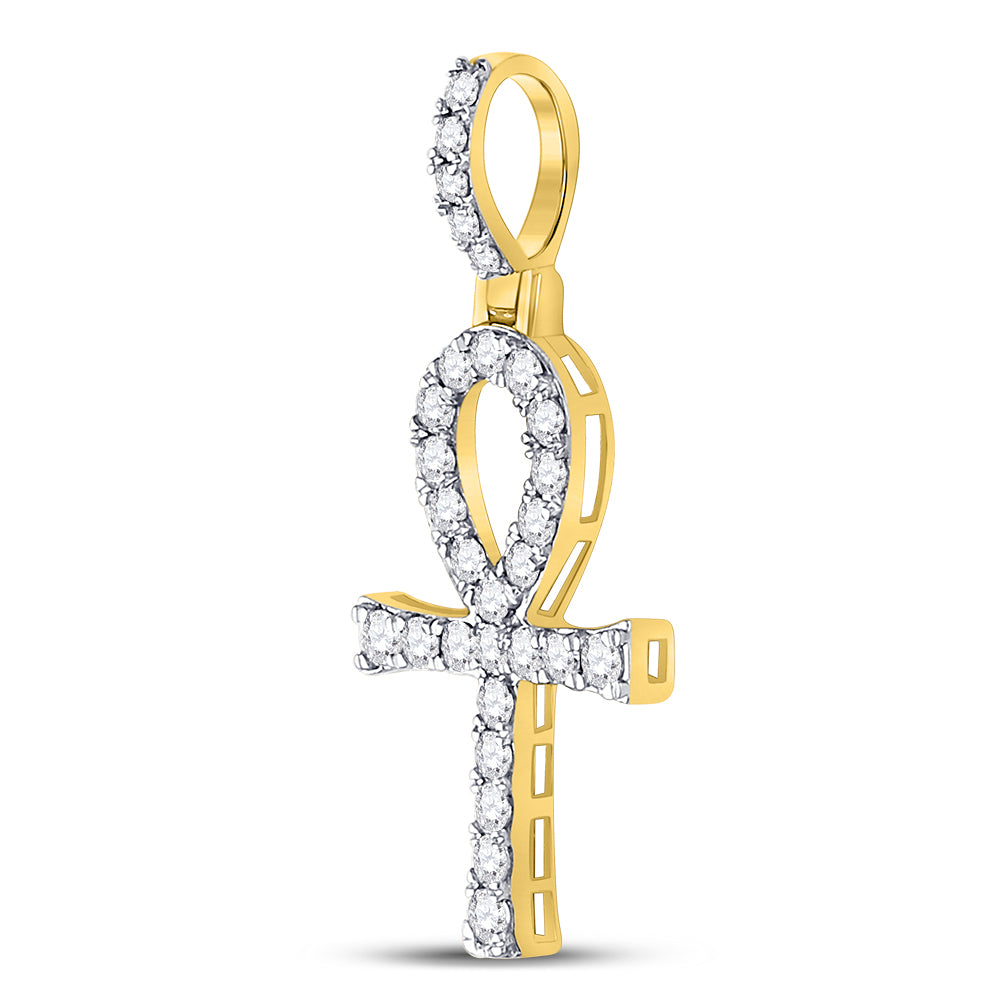 1/2Ctw-Dia Nk Ankh Mens Cross Charm (1.3 grams)