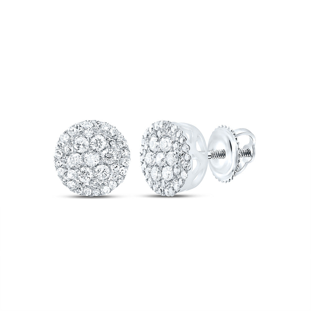 10Kt White Gold Womens Round Diamond Flower Cluster Earrings 3/8 Cttw (1.44 grams)