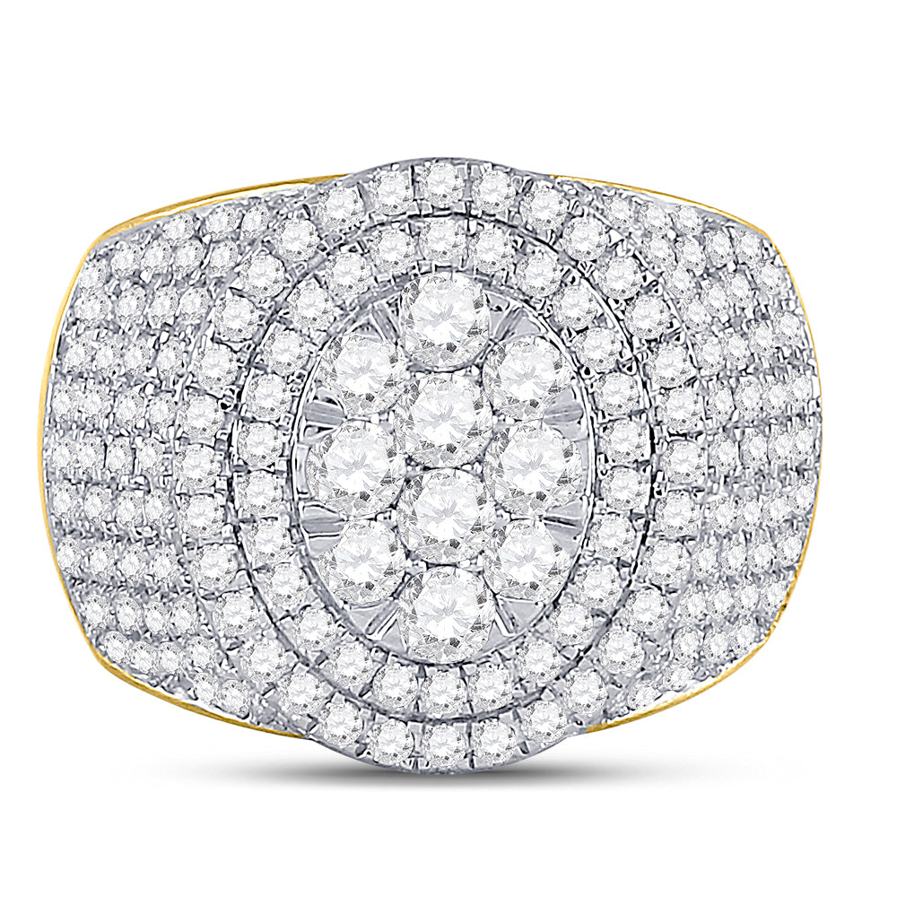10Kt Yellow Gold Mens Round Diamond Statement Cluster Ring 2-1/2 Cttw (7.59 grams)