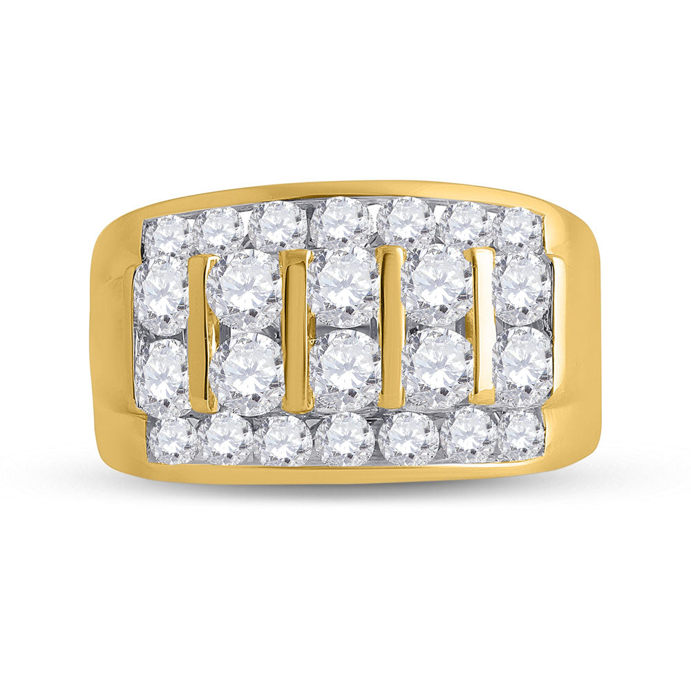 14Kt Yellow Gold 3 Ctw Diamond Ana M Fashion High Mens Band (9.91 grams)