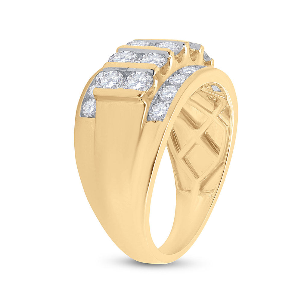 14Kt Yellow Gold 3 Ctw Diamond Ana M Fashion High Mens Band (9.91 grams)