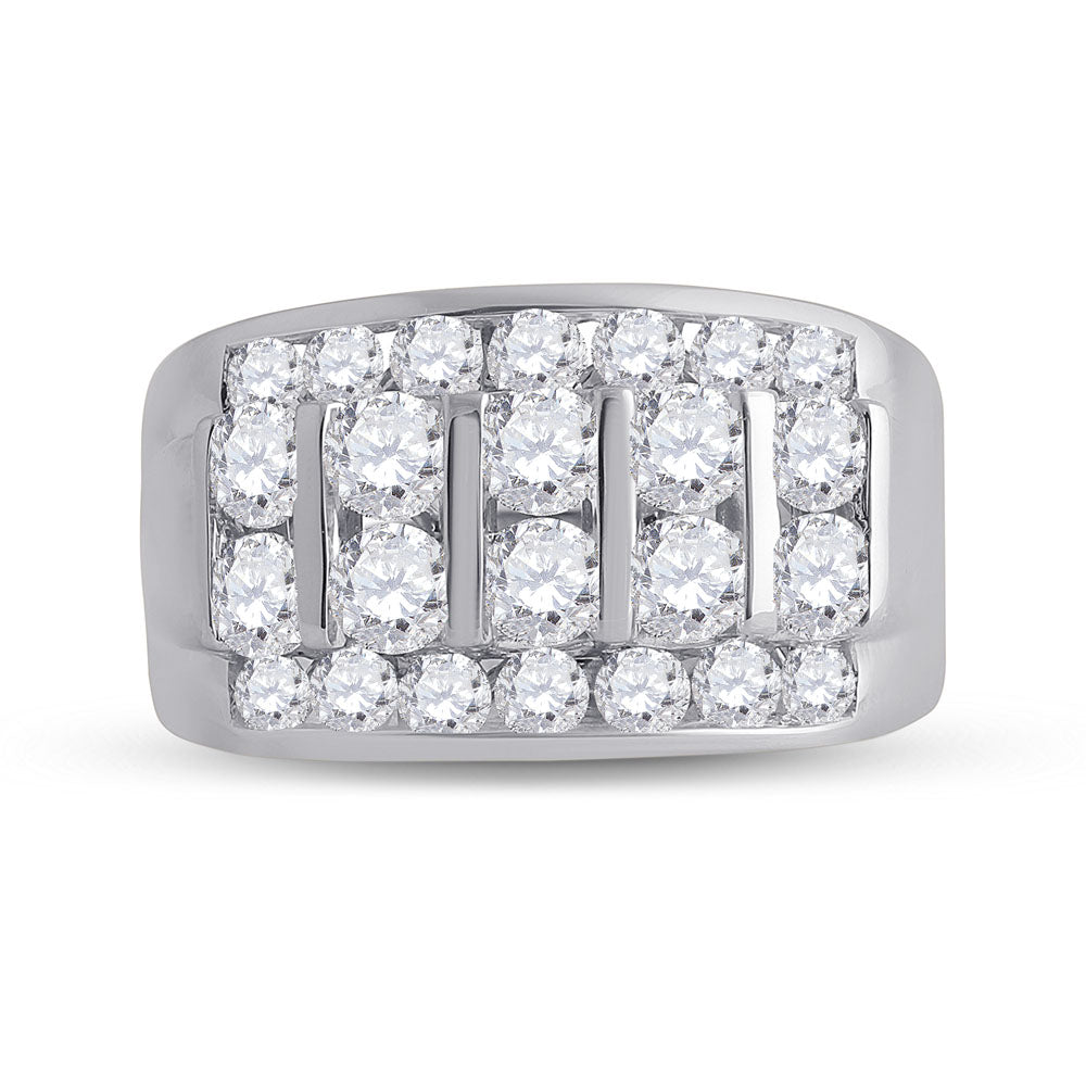 14Kt White Gold 3 Ctw Diamond Ana M Fashion High Mens Band (9.91 grams)