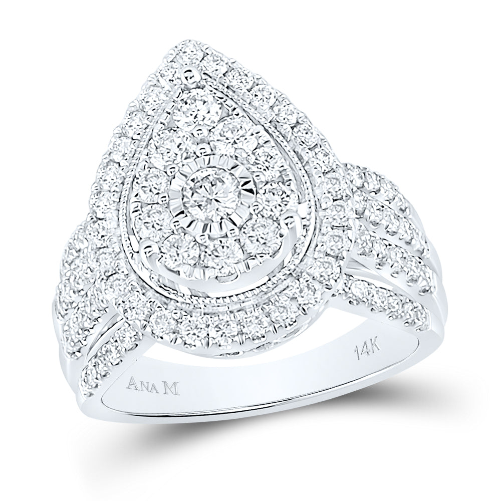 14Kt White Gold 1 1/2Ctw-Dia Ana M Fashion Ring (7.18 grams)