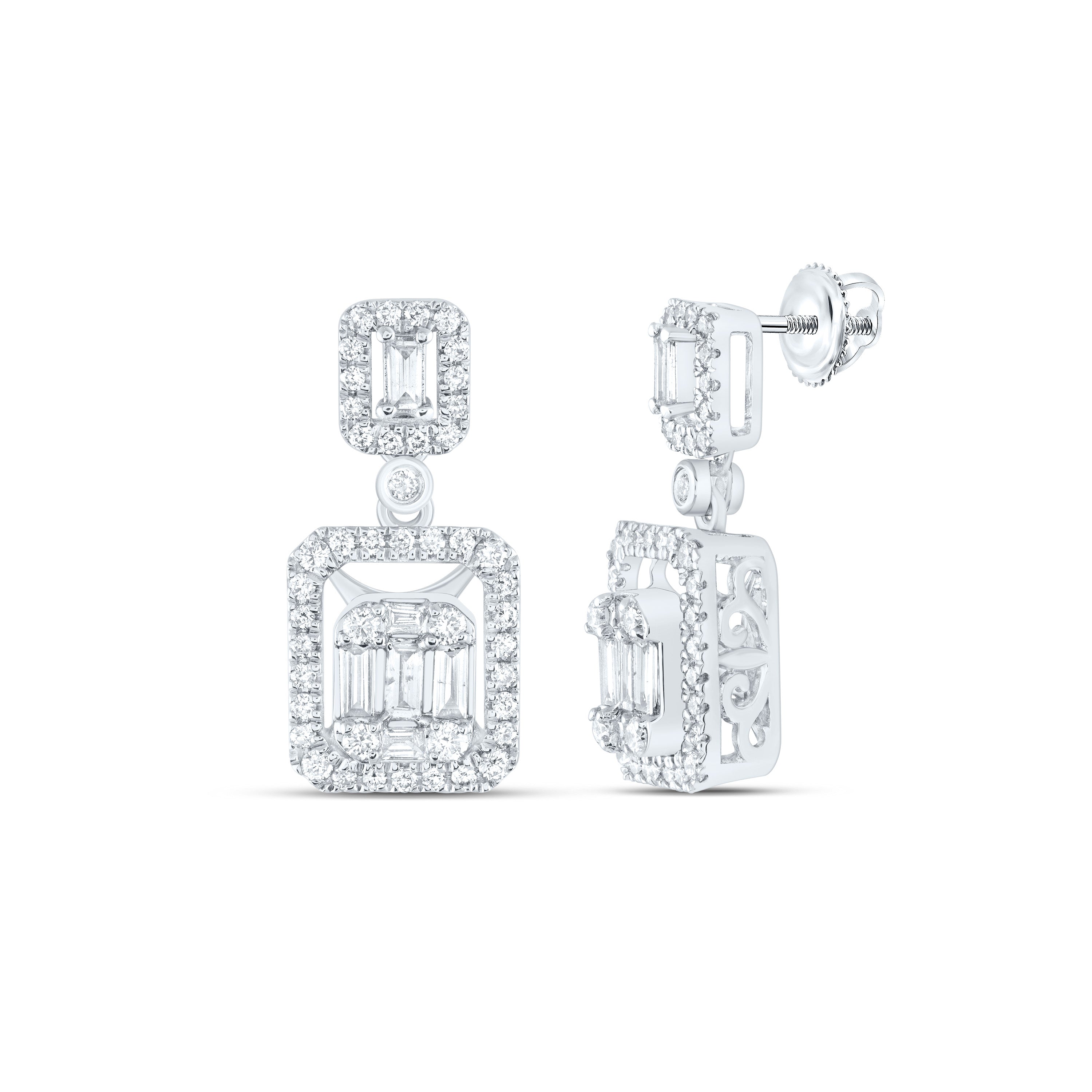 14Kt White Gold 1Ctw-Dia Ana M Diana Dangling Earring (4.15 grams)