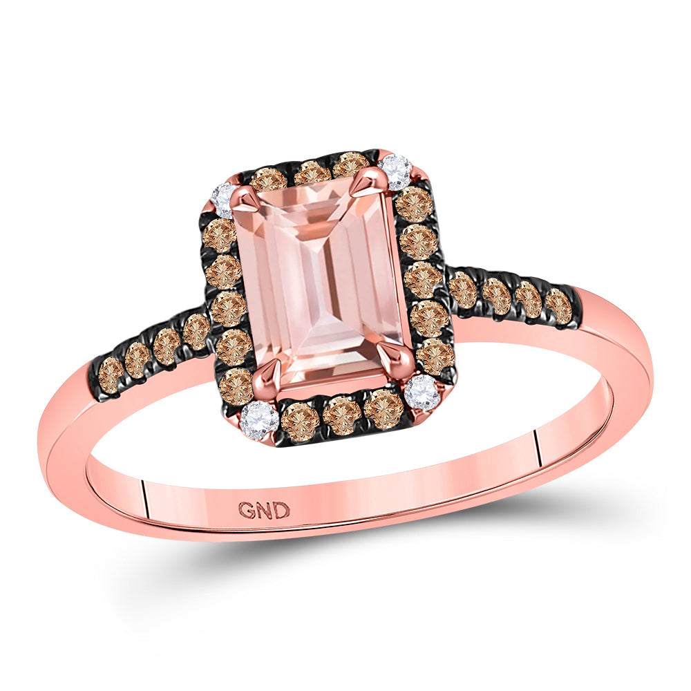 10Kt Rose Gold 1/4Ctw-Dia Cn 7/8Ct-Cmorgnite Ring (2.83 grams)