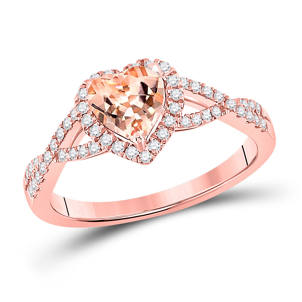 10Kt Rose Gold 1/4Ctw-Diamond 1Ct-Cmorgnite Heart Ring (2.21 grams)