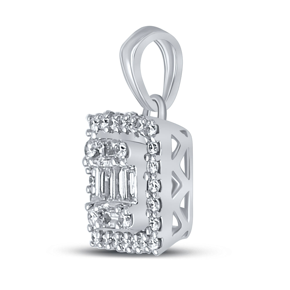 14Kt White Gold 1/5Ctw-Dia Ana M Diana Square Fashion Pendant (1.31 grams)