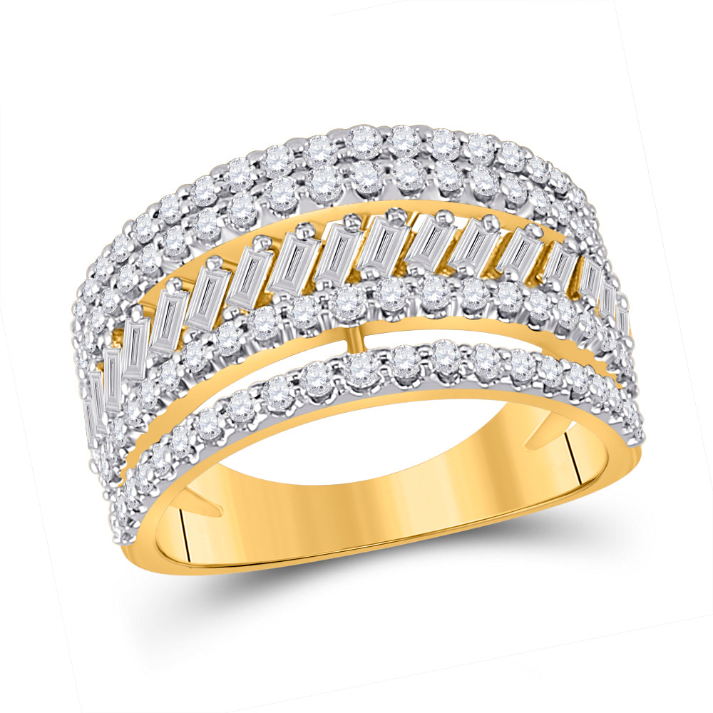 Gold Right-Hand Anniversary Ring 1 Cttw Round Natural Diamond Womens (6.11 grams)
