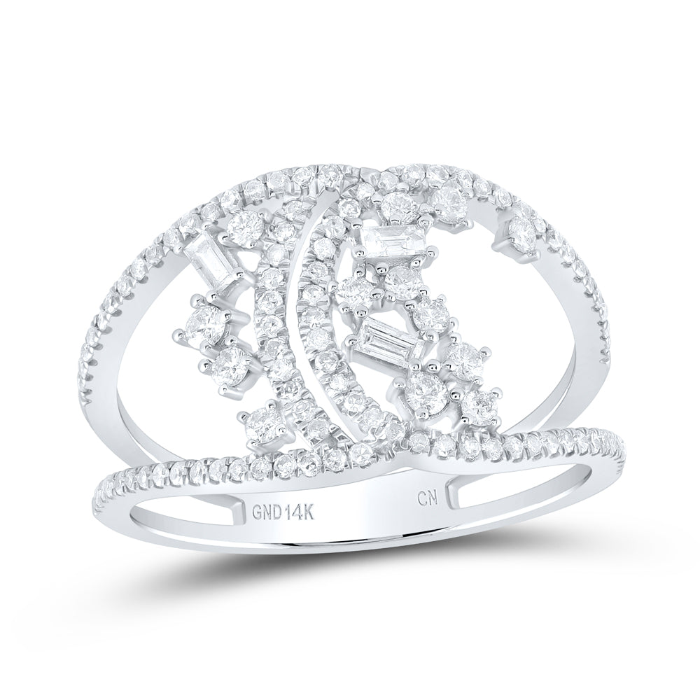 14Kt White Gold Womens Round Diamond Cluster Fashion Ring 1/2 Cttw (2.95 grams)